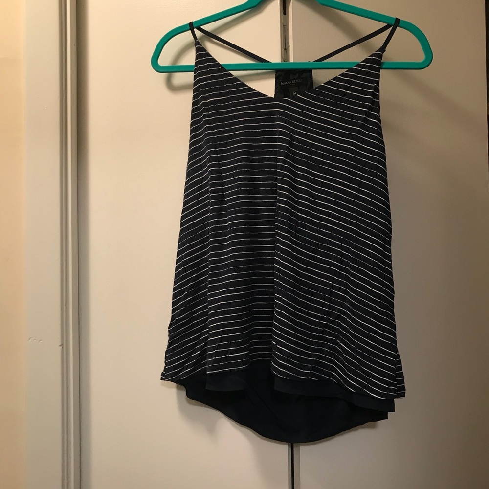 Navy and white Banana Republic tank top, medium